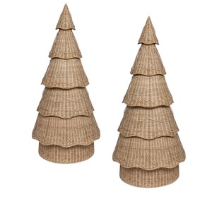 Couronne de Noël élégante en rotin, pendentif décoratif, écologique et artisanal - Product Image 4