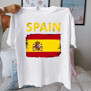 Camiseta de mujer de algodón puro con bandera española de España ajuste cómodo - Product Image 3