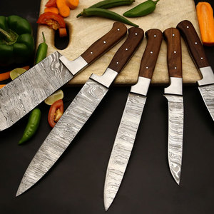 Damascus Steel Chef Knife Set with Leather Cover Stylish <b>Kitchen</b> Knife Collection for Cooking and Meal Preparation - Product Image 3