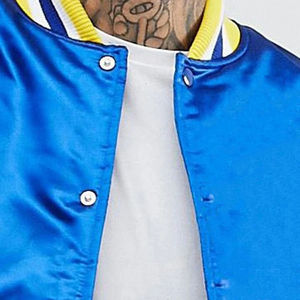Chaquetas Varsity de Seda Satinada de Alta Calidad para Hombre, Nueva Llegada, Colores Personalizados, Cierre Frontal, Impermeables, Chaqueta de Béisbol Universitaria para Exteriores - Product Image 6