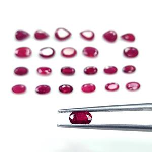พลอยทับทิมธรรมชาติคุณภาพดี รูปทรงรี/ลูกแพร์ สีแดงเลือด ขนาด 3x5-6x4 มม. ผ่านการอบความร้อน สำหรับทำเครื่องประดับ - Product Image 2