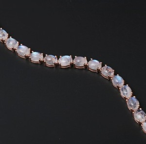Natural White Rainbow Stone Gold Plated 925 Sterling Silver <b>Charm</b> Bracelet Luxury Fine Jewelry for Women - Product Image 4