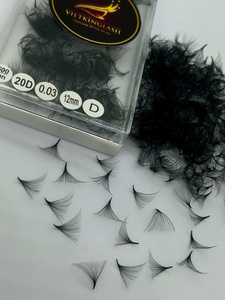 ขนตาปลอมแบบพัดสำเร็จรูป 20D ขนาด 0.03 มม. ทำจากเส้นใยสังเคราะห์ เพิ่มวอลลุ่มอย่างเป็นธรรมชาติ สีดำด้าน ขนตาต่อแบบปลายแหลม รัสเซียนวอลลุ่ม - Product Image 5