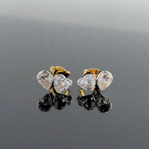 Cesta de oro blanco sólido de 14K, ajuste de bisel, corazón y corte de pera, pendientes de tuerca de diamante cultivado en laboratorio, pendientes de tuerca unisex OEM - Product Image 1