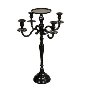 Candelabro Plateado de Cinco Brazos con Gotas de Cristal, Plato Superior con Diseño Floral, Portavelas de Pie para Decoración del Hogar, Acabado Metálico Duradero - Product Image 3
