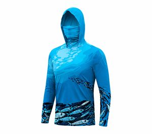 Sudadera de Pesca para Hombre con Protección Solar UPF 50, Manga Larga, Estampado por Sublimación, Anti-UV, Diseño de Peces Azules, Ropa para Exteriores - Product Image 5