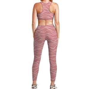 Two Piece Breathable Sublimation Print Yoga Set GYM Wear Wholesale Custom <b>Womens</b> Workout Leggings Sport Bra Sets - Product Image 6