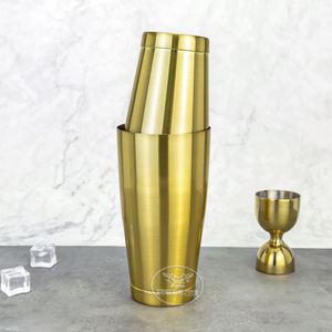Nuevas Vasos Mezcladores Boston con Peso Tilt Edge de 850+550 ml, Superficie Dorada Cepillada, Acero Inoxidable 304, para Bar, Bebidas y Cócteles - Product Image 1
