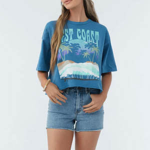 T-shirts en coton respirant personnalisés pour femmes avec impression en relief, écologiques, séchage rapide, anti-UV, hauts de sport d'été - Product Image 2