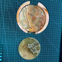Sous-verres en marbre onyx vert avec support, ensemble de sous-verres en pierre naturelle