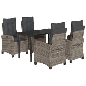 Set da pranzo Patio in Rattan grigio 5 pezzi con cuscini eleganti Set da giardino - Product Image 2
