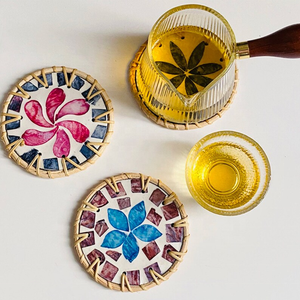 Posavasos redondo con Incrustaciones de nácar de alta calidad con soporte, mesa de diseño elegante, hecho a mano al por mayor de Vietnam - Product Image 4