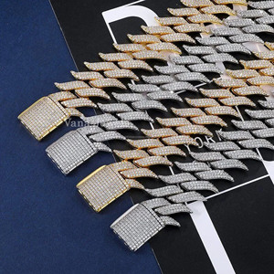 สร้อยคอเงินสเตอร์ลิง925เงาสูงขนาด29มม. ขนาด45ซม. ยาว18นิ้วแนวสตรีทฮิปฮอปยูนิเซ็กส์ - Product Image 2