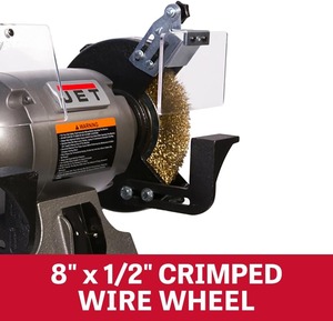 8-Inch Bench <b>Grinder</b> with Wire Wheel, 3450 RPM, 1 HP, 115V 1Ph (JBG-8W) - Product Image 2