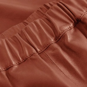 Jupe mi-longue en cuir véritable vert à taille régulière pour femme, avec fente latérale, respirante, écologique, streetwear d'hiver décontracté - Product Image 5