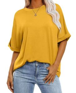 Camisetas Casuales de Mujer, Diseño Moderno, Corte Ajustado, Alta Calidad, 100% Algodón, Estilo Tejido, Diseño Sencillo, Color Liso, Antiarrugas, Secado Rápido - Product Image 6