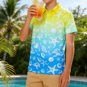 เสื้อผ้าผู้ชาย เสื้อผ้าสำหรับฝึกซ้อมกอล์ฟ เสื้อโปโลกอล์ฟสำหรับเยาวชน สำหรับนักกีฬาเยาวชน ผ้าที่ช่วยระบายความชื้น บทเรียนกลางแจ้ง - Product Image 4