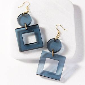 Glossy Finished Epoxy Resin Drop Earring For Special Event Festive Boho Fashion Statement Acrylic Jewelry Chic Resin <b>Accessory</b> - Product Image 2