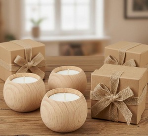 Portavelas Pequeño de Madera para Escritorio, Portavelas Circular de Madera de Haya para el Hogar, Disponible en Diferentes Colores - Product Image 4