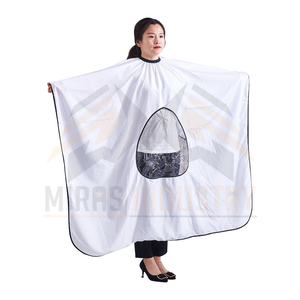 <b>Women</b> Red Polyester Haircut <b>Cape</b> Waterproof With Rice Ball Print Workwear Coverall - Product Image 2