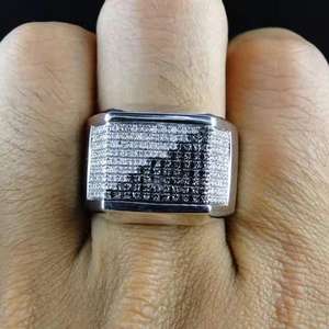 Bague Hip-hop en Moissanite VVS Créée en Laboratoire, Plaqué Rhodium, Forme Ronde, pour Hommes et Femmes - Meilleure Vente - Product Image 2