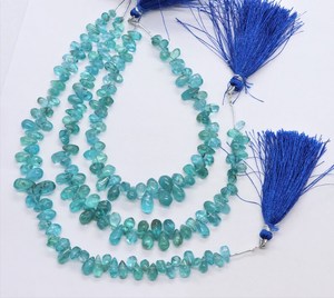 AAA Natural Sky <b>Blue</b> Apatite Smooth Tear Shape Briolette Smooth Light <b>Blue</b> Apatite <b>Beads</b> 5x7-6x8MM Sky Apatite Teardrop <b>Beads</b> - Product Image 2