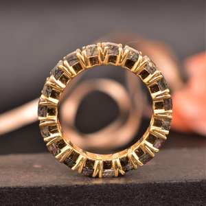 Anillo de Eternidad Vintage de Cuarzo Rutilado Negro Certificado por IGI, Plata de Ley 925, Chapado en Oro de 14K, Anillo de Boda para Mujer, Regalo Festivo - Product Image 4