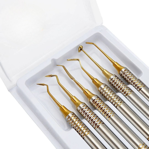 6 Spatules dentaires en acier inoxydable plaqué titane doré pour composites, instruments de restauration à double extrémité - Product Image 6