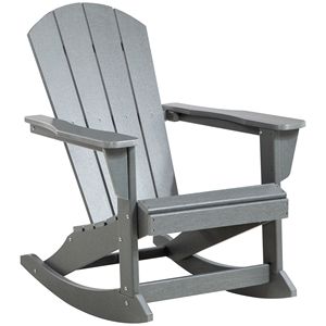 Silla Mecedora Adirondack de HDPE Gris Claro para Todo Clima, Ideal para Patio, Jardín, Césped, Hoguera, Apartamento o Parque - Product Image 1