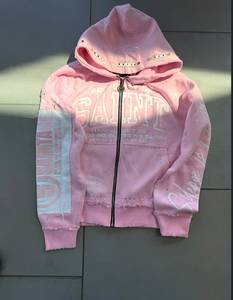Sweat-shirt à capuche zippé Saint en coton gris, style streetwear, ourlet fendu, unisexe adulte, automne, manches longues, avec poches - Product Image 2