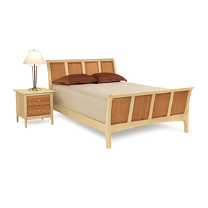 Lit de luxe à panneaux surélevés en gros |   Lit plateforme incurvé en bois massif traditionnel - Product Image 1