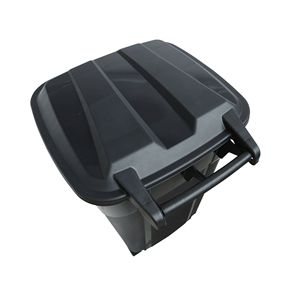 32-Gallonen-Mülltonne mit Rädern, Robuster Kunststoff-Abfalleimer mit Befestigtem Deckel, 2er-Pack, Schwarz - Product Image 4