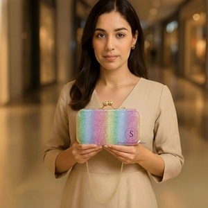 Pochette élégante pour femme, multicolore, à paillettes, motif géométrique, fermeture à fermoir, pour soirée, mariage, soirée de gala - Product Image 1