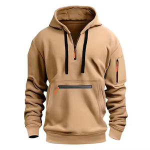Sudadera con capucha técnica de media cremallera para hombre con bolsillo utilitario, sudadera casual de alto rendimiento, proveedor OEM de ropa deportiva - Product Image 3