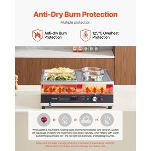 Scaldaspezie Elettrico Commerciale in Acciaio Inossidabile 6.34QT per Pentole e Vasche 1/3, 86~185 Fahrenheit, Attrezzatura per Mantenimento e Riscaldamento Regolabile - Product Image 5