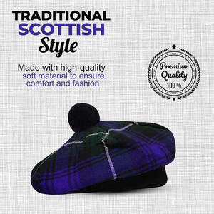 Chapeau écossais Tartan Tam o' Shanter avec pompon en laine, bonnet personnalisé du clan Forbes des Highlands, vente en gros - Product Image 5
