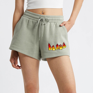 Pantalones Cortos Deportivos Transpirables para Mujer, Personalizados con Logotipo Bordado, Bolsillos Laterales, Cintura Elástica con Botones, 100% Algodón, Secado Rápido, 250g - Product Image 1