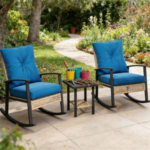 Set di Mobili da Bar in 3 Pezzi Blu per Cortile e Giardino - Product Image 1