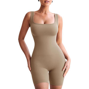 Combinaison de yoga dos nageur pour femme en mélange nylon-spandex, une pièce, manches courtes, longueur intégrale, dos ouvert, coupe athlétique - Product Image 1