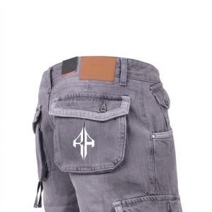 Pantalones Cortos de Mezclilla para Hombre, de Alta Calidad, con Estampado de Serigrafía, Estilo Jeans, de Pierna Ancha, Material Spandex/Poliéster - Product Image 3