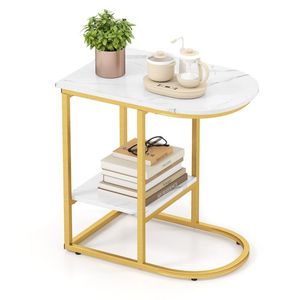 Tavolo da tavolo moderno in finto marmo con ripiano per mobili da salotto - Product Image 1