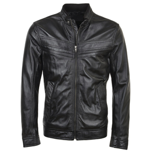 Men's Custom Varsity Leather <b>Jacket</b> Brown Stand Collar Canvas Fabric Front Logo - Product Image 4