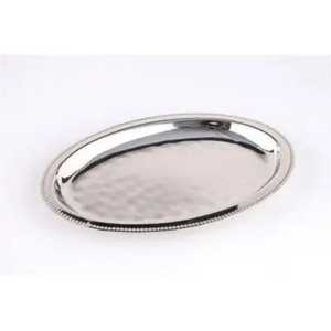 Handcrafted Blue and White <b>Round</b> Bone Inlay Serving <b>Tray</b> Floral Leaf Pattern Moroccan Style Ottoman Coffee <b>Table</b> Platter - Product Image 2
