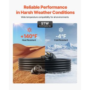 สายต่อเครื่องกำเนิดไฟฟ้าแบบหนาพิเศษ 50 แอมป์ ยาว 50 ฟุต 250 โวลต์ 12500 วัตต์ NEMA 6-50R NEMA 6-50P SWT 6AWG สายไฟแบบยืดหยุ่น - Product Image 5