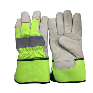 ถุงมือทำงาน เกรด AB หนังวัวแท้ สะท้อนแสงแบบ Hi-viz บุซับในตามสั่ง ถุงมือนิรภัย OEM ยังไม่มีรีวิว - Product Image 2