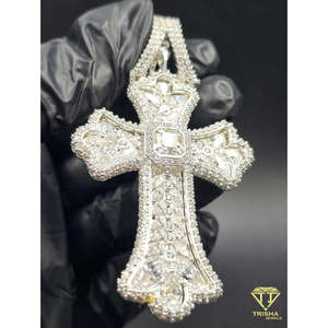 Pendentif Croix Luxe Sertie de Diamants VVS Cultivés en Laboratoire avec Argent Sterling 925, Bijoux Religieux Hip Hop - Product Image 4
