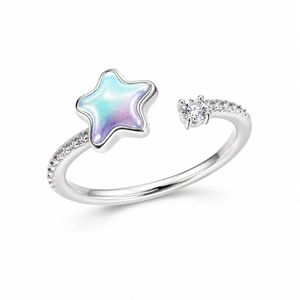 Cute Summer Beach <b>Open</b> <b>Ring</b> with Blue Gradient Enamel for Women Bohemian Holiday Jewelry Wholesale - Product Image 1