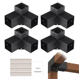 Kit 4 Pezzi Staffe Angolari a 3 Vie Rinforzate 4x4 Dimensione Interna 3.6x3.6 per Lavori in Legno Fai-da-te, Base per Pergola e Tettoia, Facile Installazione - Product Image 3