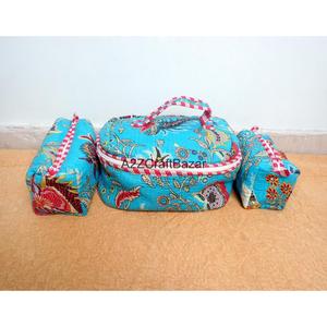 Juego de Bolsas de Maquillaje Life Cotton, Acolchadas, Casuales, con Estampado de Pantalla, de 3 Piezas, con Cierre, Diseño de Latido de Corazón, Color Amarillo, para Mujer - Product Image 1