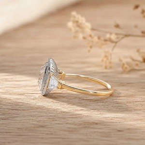 Customization Jewelry 10K 14K 18K Solid Gold <b>Old</b> Mine <b>Cushion</b> Cut Lab Diamond Halo Engagement Ring Vintage Inspired Fine Jewelry - Product Image 4